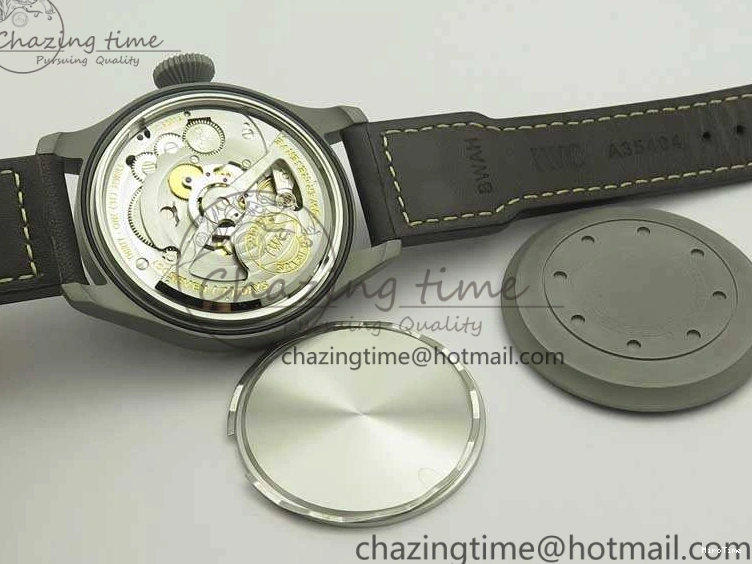 MIROTIME 0318 TimelessDesign Big Pilot IW510301 Satin-Polished SS YLF Best Edition Black Dial On Leather Strap A 7213